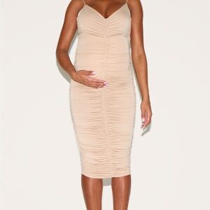 Maternity Stone Plunge Ruched Contour Jersey Midi Dress
